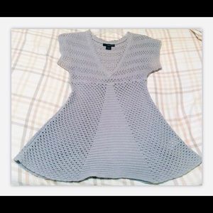 CALVIN KLEIN GRAY KNIT V-NECK SWEATER BLOUSE